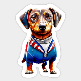 Dachshund in a USA Flag Suit: Proudly Representing the Land of the Free Sticker